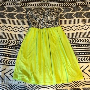 XS strapless neon dress